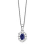14kw 1/2ct Lab Grown Dia VS/SI+ G+ & Cr Sapphire Comp 18in Halo Necklace