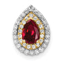 14k Two-tone 1/2 ct Lab Grown Dia VS/SI+ G+ & Cr Ruby Chain Slide