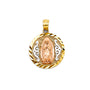 14K Tri-Color Gold Our Lady of Guadalupe Round Pendant