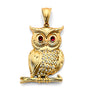 14K Yellow Gold CZ Owl Pendant
