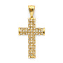 14K Two-Tone Gold CZ Cross Pendant