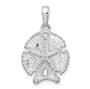 Sterling Silver Rhodium-plated Polished/Textured Sand Dollar Pendant