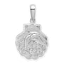Sterling Silver Rhod-plated Polished/Textured Shell/Dolphins Pendant