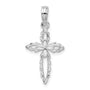 Sterling Silver Rhodium-plated Scalloped Edge Cut-out Cross Pendant