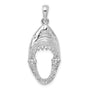 Sterling Silver Rhodium-plated Polished Moveable Shark Head Pendant