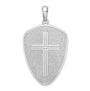 Sterling Silver RH-plated Textured Cross Shield Joshua 1:9 Reverse Pendant