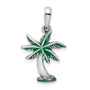 Sterling Silver Rhodium-plated Polished Enameled Palm Tree Pendant