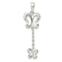 Sterling Silver Polished CZ Butterfly Dangle Pendant