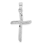 Sterling Silver Rhodium-plated Small CZ Wavy Cross Pendant