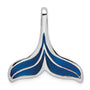 Sterling Silver Rhodium-plated Polished Enameled Blue Whale Tail Slide