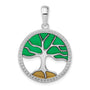 Sterling Silver Rhodium-plated Polished Enameled Tree of Life Pendant