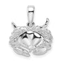 Sterling Silver Rhodium-plated Polished Stone Crab Pendant