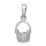 Sterling Silver Rhodium-plated 3D Basket w/Moving Handle Pendant