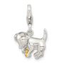 Sterling Silver Amore La Vita Rh-pl Gold-plated 3D Puppy and Bone Charm