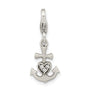 Sterling Silver Amore La Vita Rhod-pl Antiqued CZ Anchor Heart Charm
