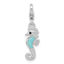 Sterling Silver Amore La Vita Rhod-pl Glitter Enameled 3D Seahorse Charm