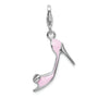 Sterling Silver Amore La Vita Rhod-pl Pink Enameled Bow High Heel Charm