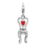 Sterling Silver Amore La Vita Rhod-pl 3-D Enameled Chair Heart Charm