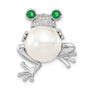 Sterling Silver Cheryl M Rhodium-plated CZ and Acrylic Pearl Frog Pin