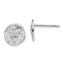 Sterling Silver Rhodium-plated Polished Mini Sand Dollar Post Earrings