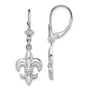 Sterling Silver Rhodium-plated Small Fleur de Lis Leverback Earrings