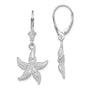 Sterling Silver Rhodium-plated Polished Starfish Leverback Earrings