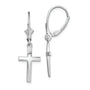 Sterling Silver Rhodium-plated Polished Latin Cross Leverback Earrings