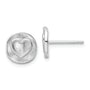 Sterling Silver Rhodium-plated Heart in Satin Circle Post Earrings
