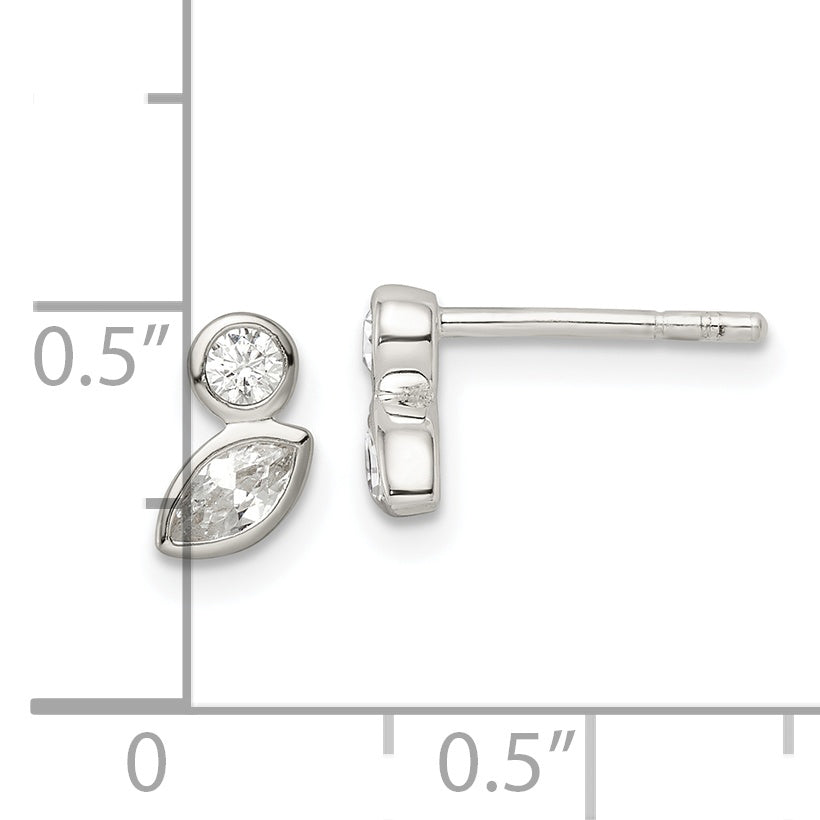 Sterling Silver Polished CZ Post Earrings