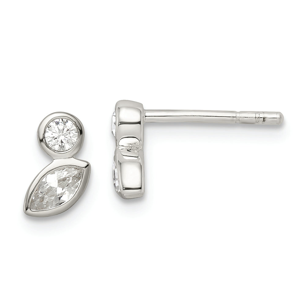 Sterling Silver Polished CZ Post Earrings