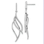 Sterling Silver Rhodium-plated CZ Dangle Leaf Earrings