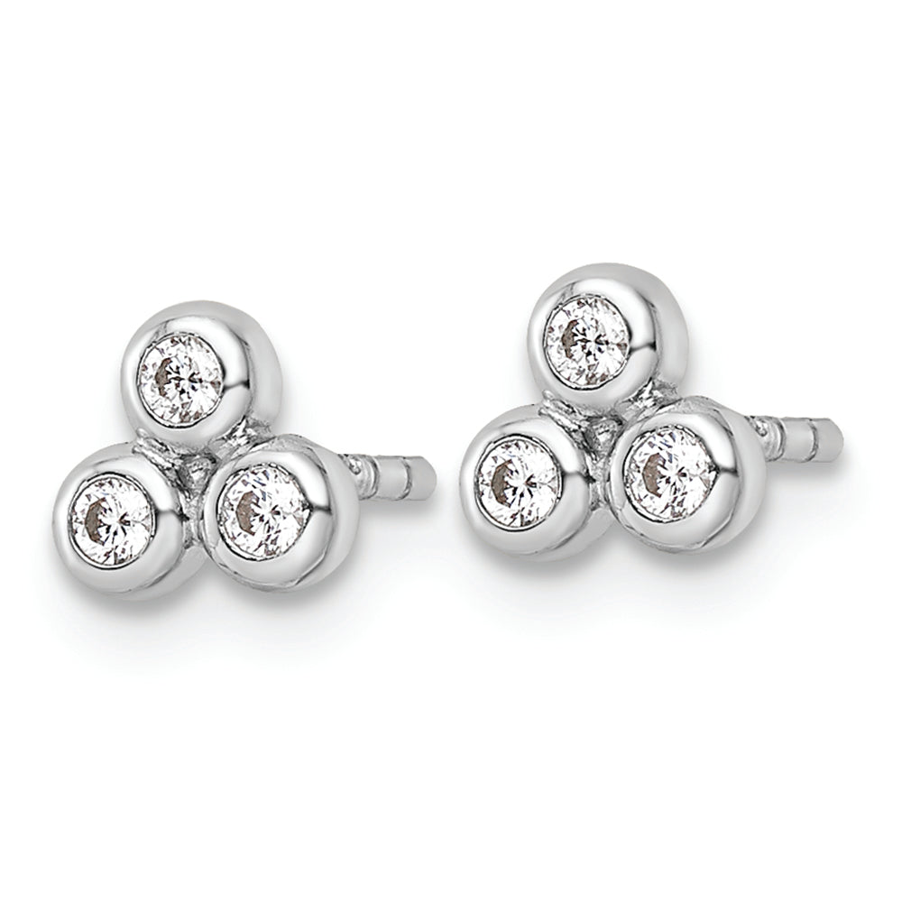 Sterling Silver RH Polished CZ Post Earrings