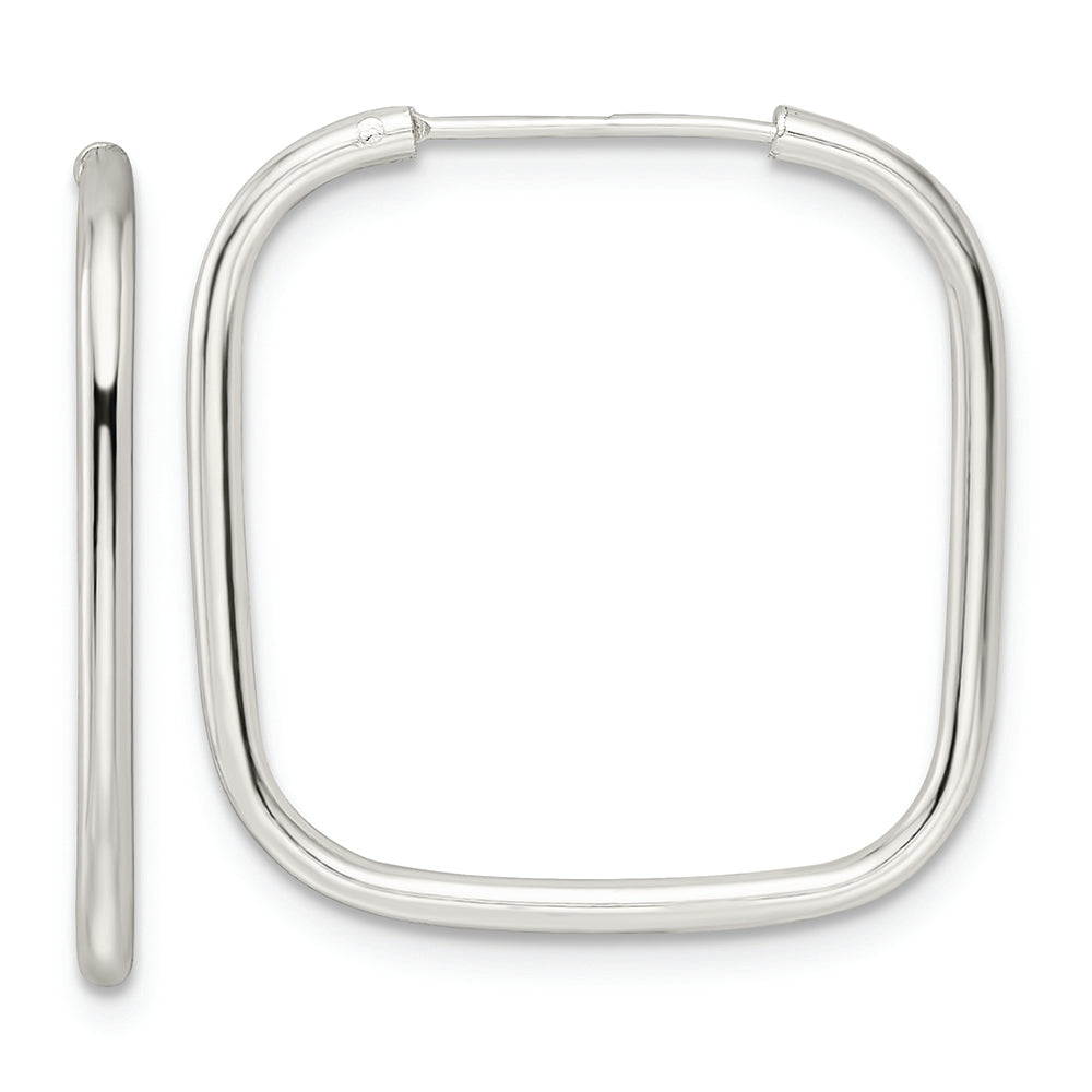 Sterling Silver Polished 1.5mm Square Endless Tube Hoop Earrings