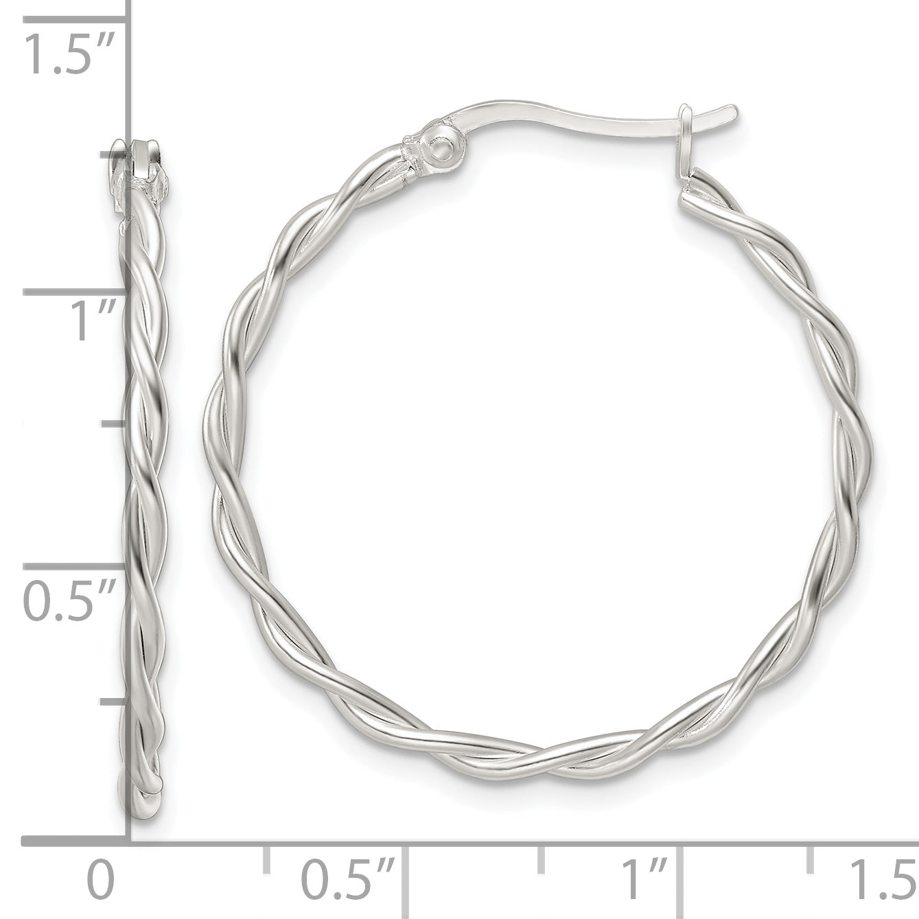 Sterling Silver Satin Twisted Hoop Earrings