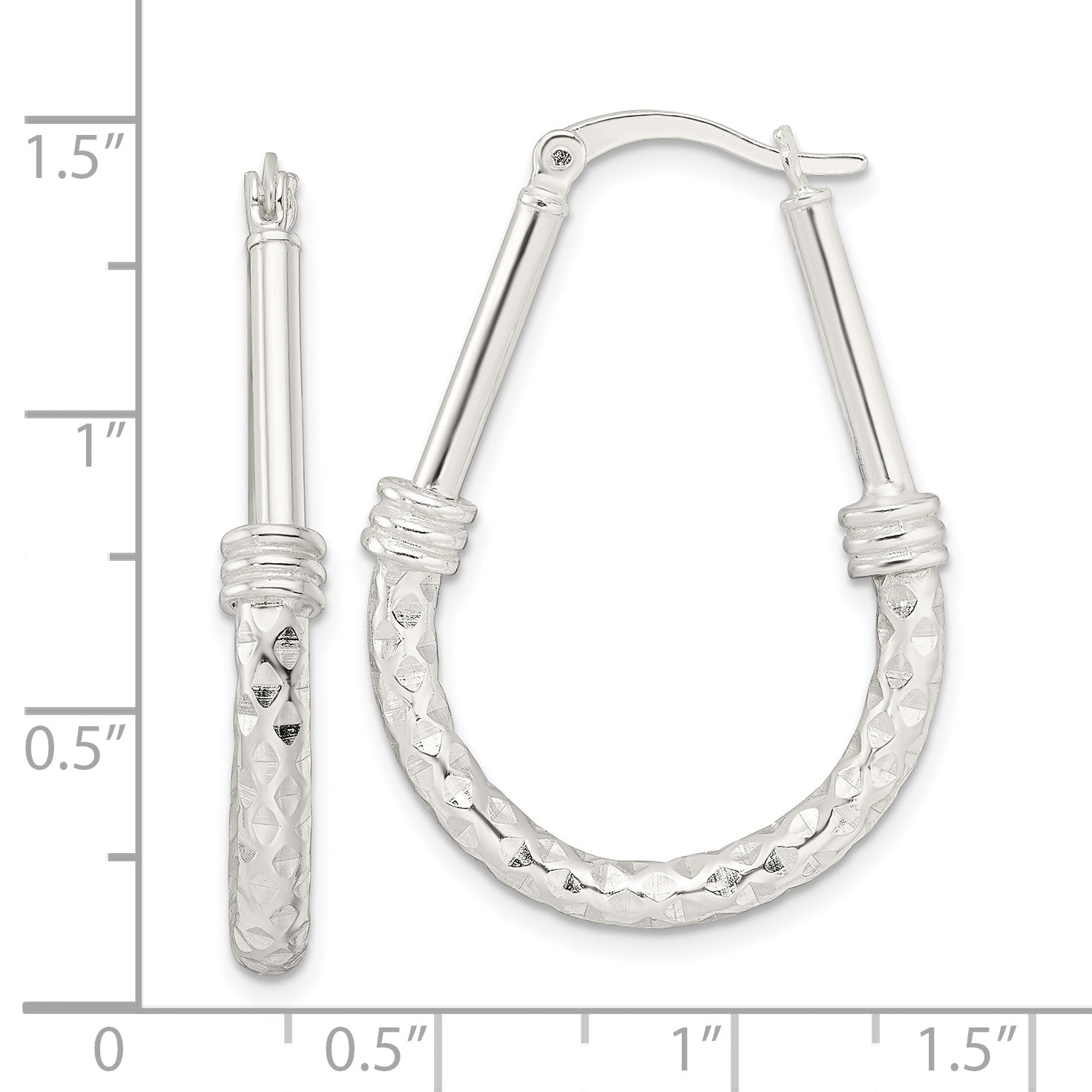 Sterling Silver Polished Fancy Oval Hoop Earrings