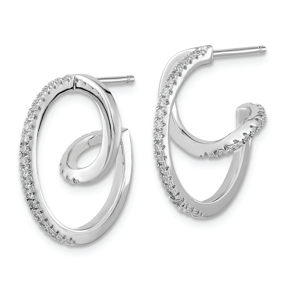 Pure Fire Sterling Silver Rhod-plated CZ Twisted Hoop Earrings