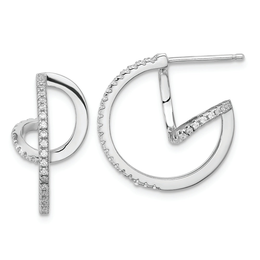 Pure Fire Sterling Silver Rhod-plated CZ Twisted Hoop Earrings