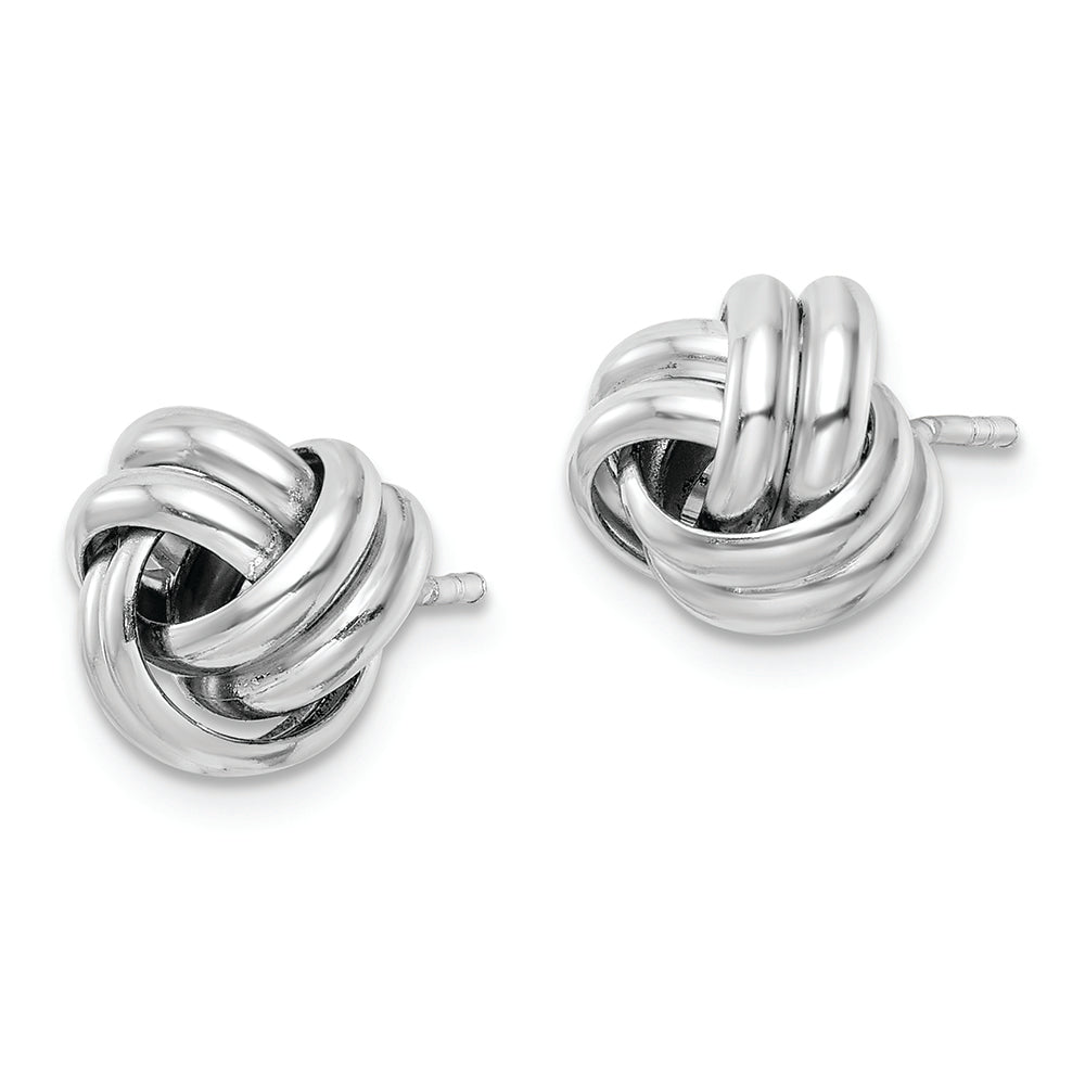 Sterling Silver Rhodium-plated Post Love Knot Earrings