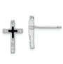 Sterling Silver RH-plated Enamel CZ Cross Post Earrings