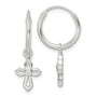 Sterling Silver Polished CZ Passion Cross Dangle Endless Hoop Earrings