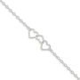 Sterling Silver 10inch Solid Polished Fancy Heart Link Anklet