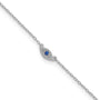 Sterling Silver Rhodium-plated Polished Blue & White CZ Eye 10in Anklet