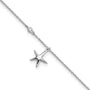 Sterling Silver Rhod-plated Polished CZ Starfish 9in Plus 1 in Ext Anklet