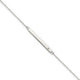Sterling Silver Polished Crystal Bar 9in Plus 1in ext Anklet