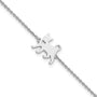 Sterling Silver Rhodium-plated Cat w/Heart 7in Plus 1in ext Bracelet