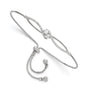 Sterling Silver Polished Rhodium-plated CZ Adjustable Bracelet