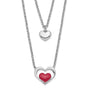 Sterling Silver Rhodium-plate Enamel Heart 2-Strand w/1in Ext Necklace
