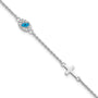Sterling Silver RH CZ Enamel Cross w/Eye 6.5in w/1in ext Bracelet