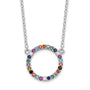 Sterling Silver Rhodium-plated Polished Multi-color Circle CZ Necklace