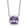 Sterling Silver Rhodium-plated Square Amethyst w/2 in ext. Necklace